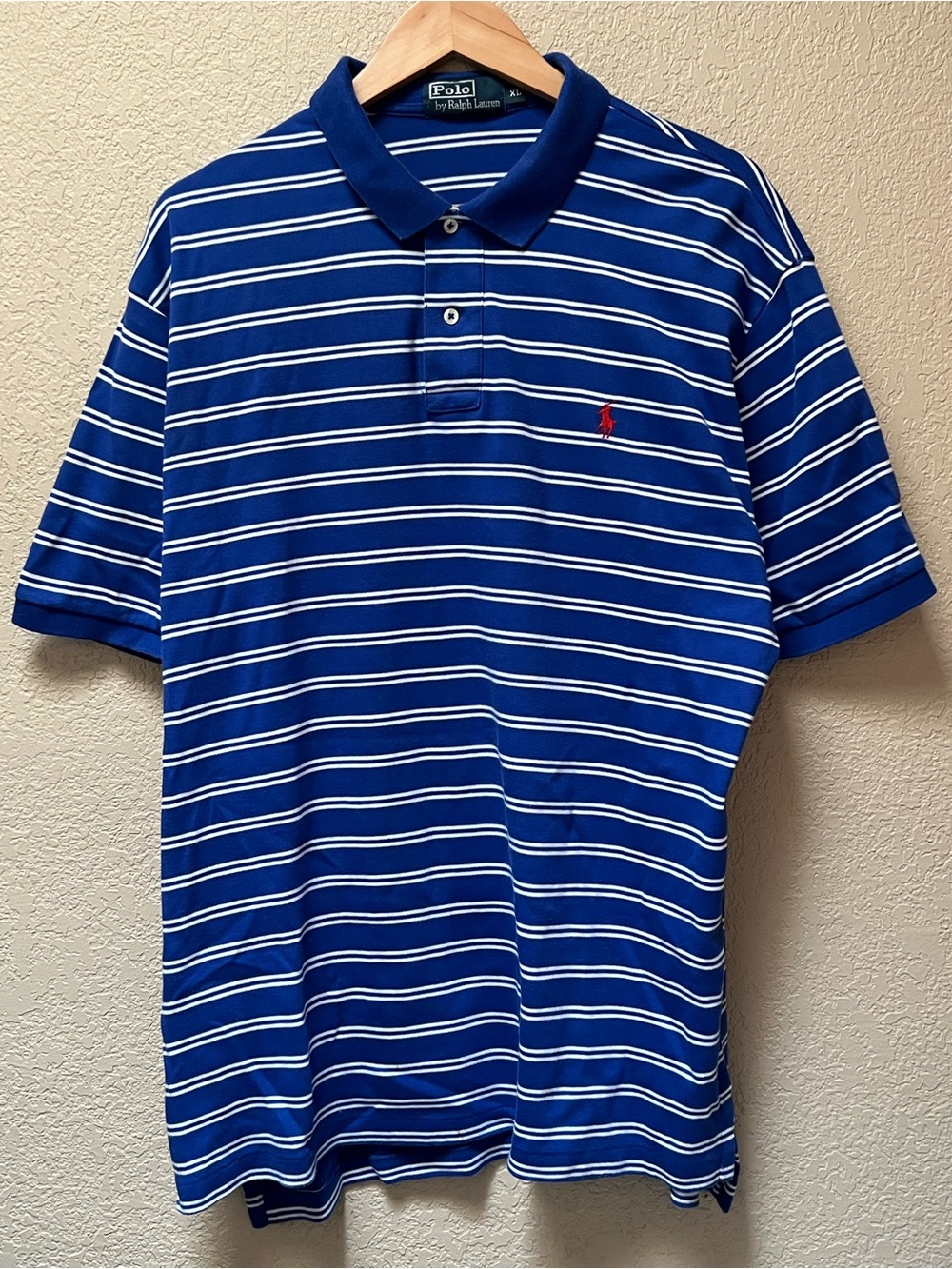 Polo Ralph Lauren Striped Short Sleeve Polo Shirt Blue Size XL